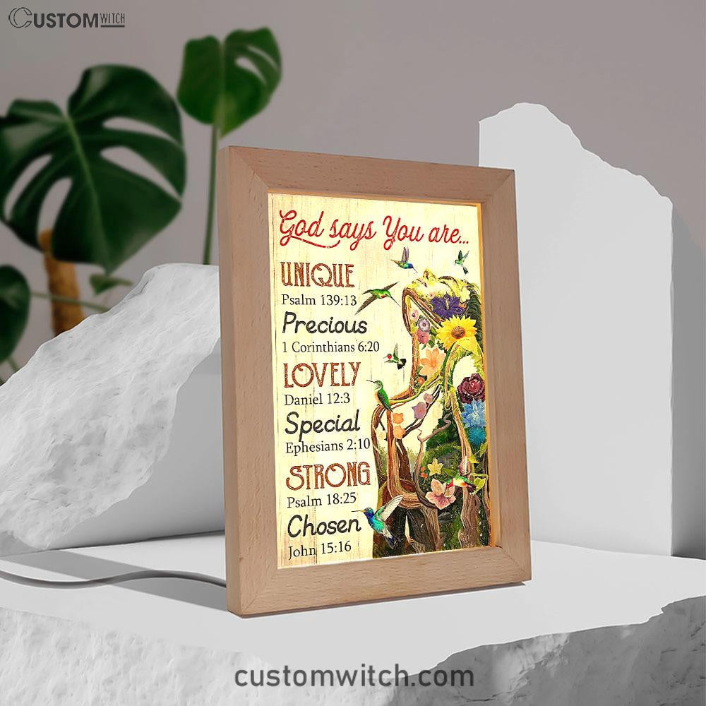 God Say You Are Natural Woman Frame Lamp Art - Christian Frame Lamp - Religious Gifts Night Light