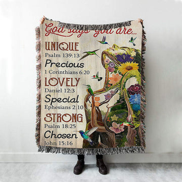 God Say You Are Natural Woman Woven Throw Blanket - Christian Wall Woven Blanket - Religious Woven Blanket Prints