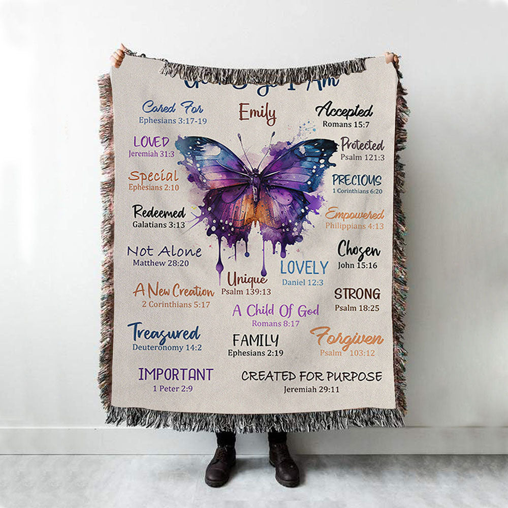 God Says About You Personalized Woven Throw Blanket - Christian Woven Blanket Prints - Bible Verse Gift For Women Of God