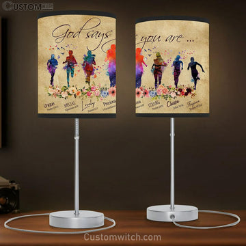 God Says You Are - Colorful Running Girl Table Lamp Gift - Christian Wall Table Lamp - Scripture Table Lamp Prints