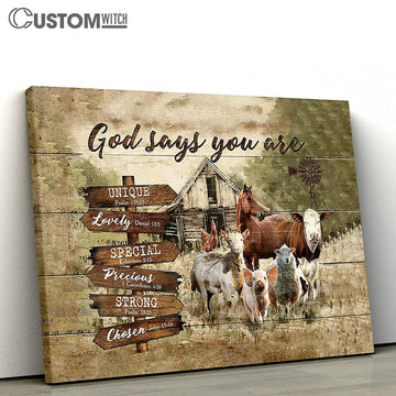 God Says You Are Animal Peaceful Farmhouse Canvas Wall Art - Bible Verse Canvas - Religious Prints