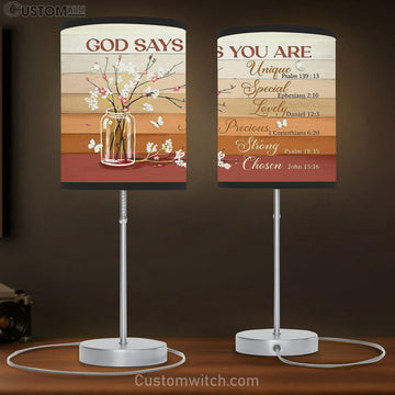 God Says You Are Baby Cotton Flower White Butterfly Table Lamp Gift - Bible Verse Table Lamp - Religious Bedroom Decor