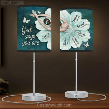 God Says You Are Ballerina Ballet Flower Dress Butterfly Table Lamp Gift - Bible Verse Table Lamp - Religious Bedroom Decor