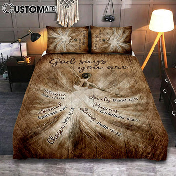 God Says You Are Ballerina Vintage Quilt Bedding Set Bedroom - Christian Quilt Bedding Set Prints - Bible Verse Quilt Bedding Set Art