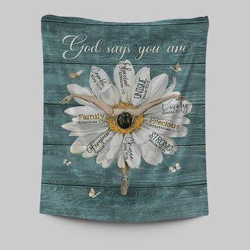 God Says You Are Ballet Dancer White Daisy White Butterfly Tapestry Wall Art - Christian Tapestries Prints - Bible Verse Tapestry Art