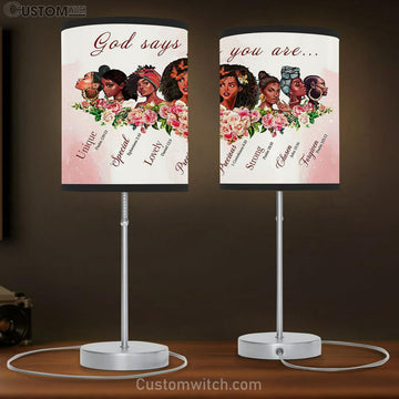 God Says You Are Black Girl Table Lamp Gift - Christian Wall Table Lamp - Scripture Table Lamp Prints