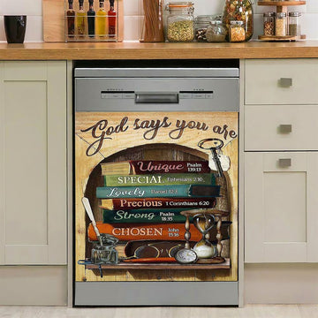 God Says You Are Book Glasses Dishwasher Cover, Christian Dishwasher Stickers, Bible Verse Kitchen Decor