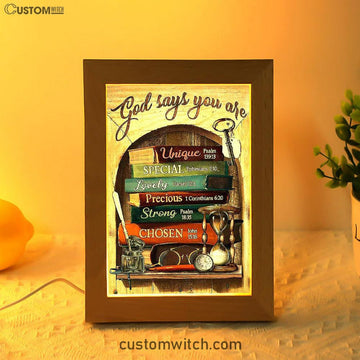 God Says You Are Book Glasses Frame Lamp Art - Christian Art - Bible Verse Art - Religious Home Decor