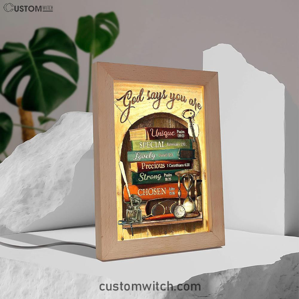God Says You Are Book Glasses Frame Lamp Art - Christian Art - Bible Verse Art - Religious Home Decor