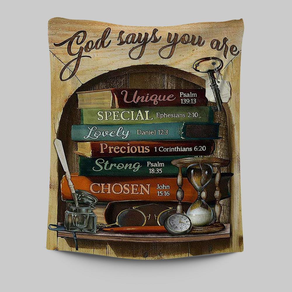 God Says You Are Book Glasses Tapestry Art - Christian Art - Bible Verse Wall Art - Religious Home Decor