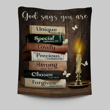 God Says You Are Book Vintage Bible Night Tapestry Wall Art - Christian Tapestries Prints - Bible Verse Tapestry Art
