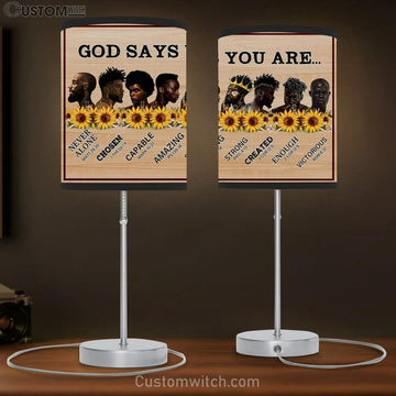 God Says You Are Table Lamp Gift - African American Black Men - Christian Wall Table Lamp - Scripture Table Lamp Prints