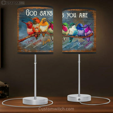 God Says You Are Colorful Birds Table Lamp Gift - Christian Wall Table Lamp - Scripture Table Lamp Prints
