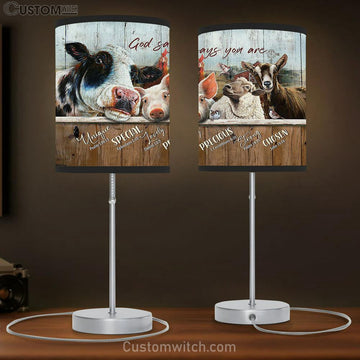 God Says You Are Dairy Cow Animal Rooster Table Lamp Gift - Bible Verse Table Lamp - Religious Bedroom Decor