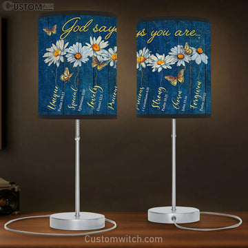 God Says You Are Daisy Table Lamp Wal Art - Christian Wall Table Lamp - Scripture Table Lamp Prints