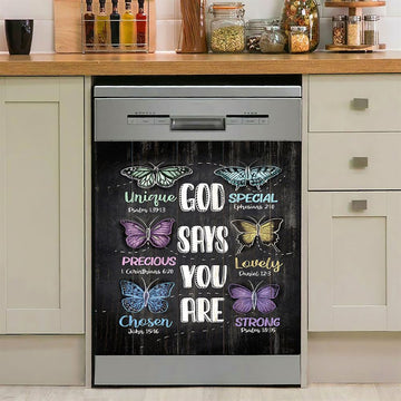 God Says You Are Dishwasher Cover, Bible Verse Dishwasher Stickers, Inspirational Kitchen Decor