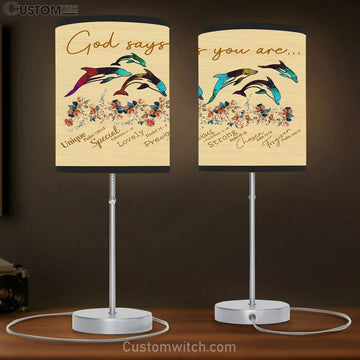 God Says You Are Dolphin Table Lamp Gift - Christian Wall Table Lamp - Scripture Table Lamp Prints