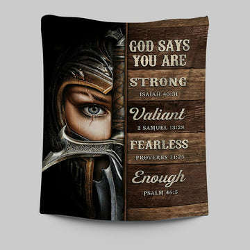 God Says You Are Female Warrior Tapestry - Knight Of God Tapestry Art - Bible Verse Wall Art - Christian Inspirational Wall Decor