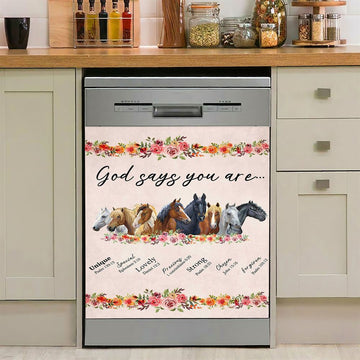 God Says You Are Flower Dishwasher Cover, Christian Dishwasher Stickers, Religious Kitchen Decor