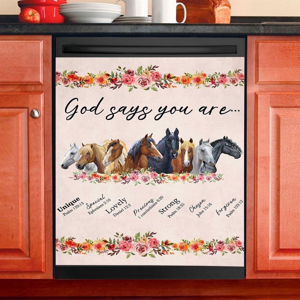 God Says You Are Flower Dishwasher Cover, Christian Dishwasher Stickers, Religious Kitchen Decor