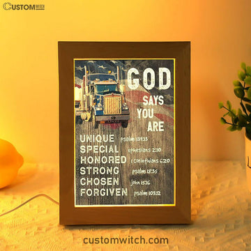 God Says You Are Frame Lamp - Christian Gifts For Trucker Drivers - Christian Night Light Decor