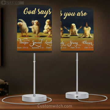 God Says You Are Funny Chicken Yoga Large Table Lamp Art - Christian Lamp Gift Home Decor - Religious Table Lamp Prints