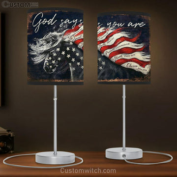 God Says You Are Horse Flag Table Lamp Gift - Christian Wall Table Lamp - Scripture Table Lamp Prints