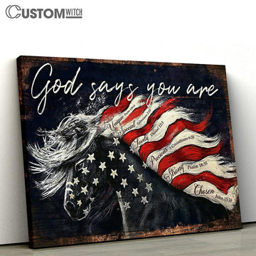 God Says You Are Horse Flag Canvas Wall Art - Christian Wall Canvas - Scripture Canvas Prints