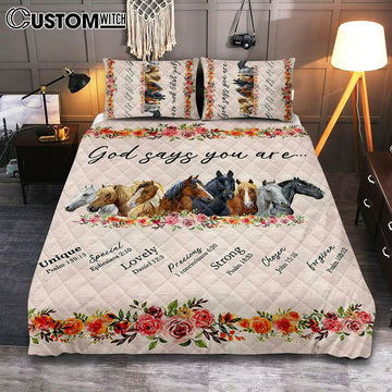 God Says You Are Horse Quilt Bedding Set Bedroom - Christian Cover Twin Bedding Quilt Bedding Set - Religious Quilt Bedding Set Prints