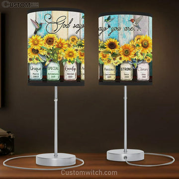 God Says You Are Hummingbird Sunflower Christian Table Lamp Gift - Christian Bedroom Decor
