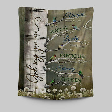 God Says You Are Hummingbirds Dandelion Tapestry Wall Art - Bible Verse Tapestry Art - Inspirational Art -  Christian Indoor Wall Tapestries