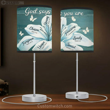 God Says You Are Lily Table Lamp Gift - Christian Wall Table Lamp - Scripture Table Lamp Prints