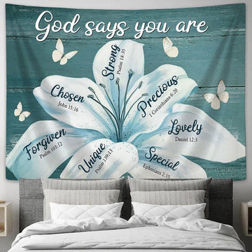 God Says You Are Lily Tapestry Wall Art - Christian Wall Tapestry - Scripture Tapestry Prints