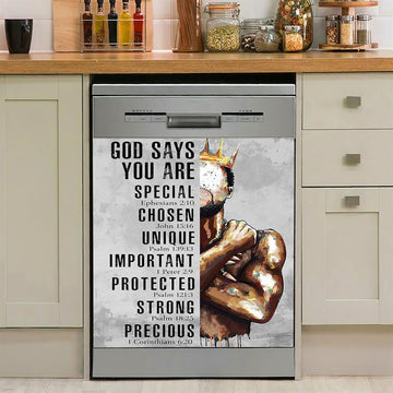 God Says You Are Lion Of Judah Cross Dishwasher Cover, Bible Verse Dishwasher Stickers, Christian Inspirational Kitchen Decor