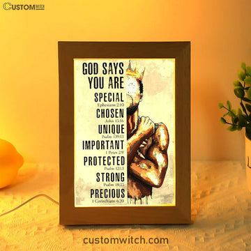 God Says You Are Motivational Black Frame Lamp Art - African American Art