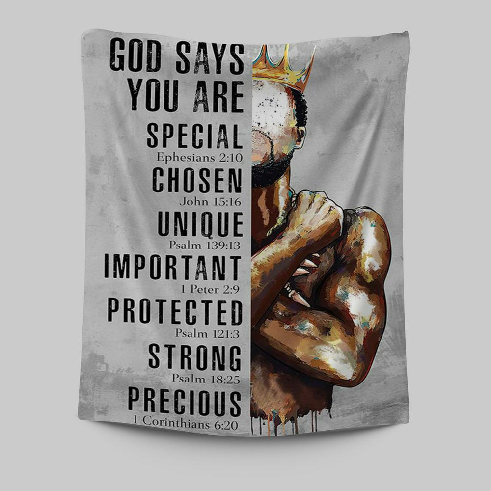 God Says You Are Motivational Black Tapestry Art - African American Wall Art
