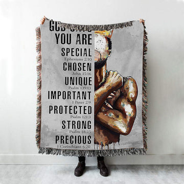 God Says You Are Motivational Black Woven Blanket Art - African American Throw Blanket