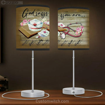 God Says You Are Nurse Table Lamp Gift - Christian Wall Table Lamp - Scripture Table Lamp Prints