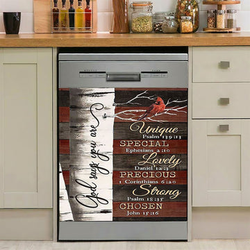 God Says You Are Piano Keys Gorgeous Butterfly Bible Verse Flowers Dishwasher Cover, Christian Dishwasher Stickers