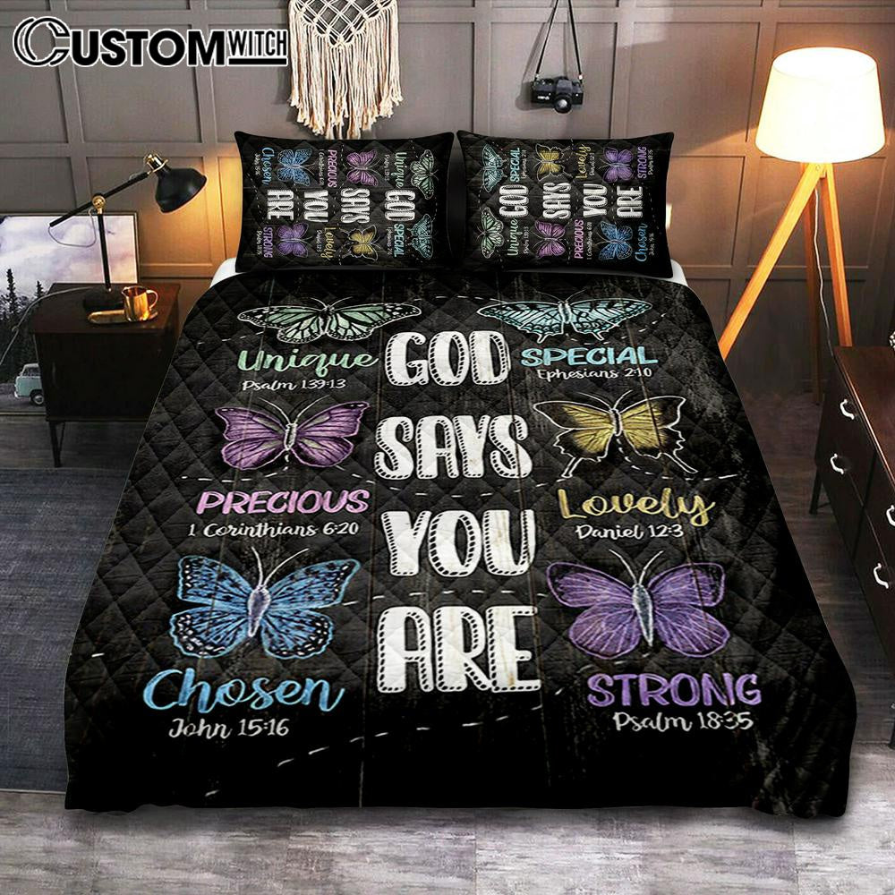 God Says You Are Quilt Bedding Set Bedroom - Bible Verse Quilt Bedding Set Art - Christian Home Decor