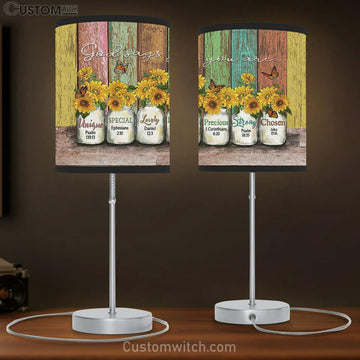 God Says You Are Sunflower Butterfly Table Lamp Prints - Religious Table Lamp Art - Christian Home Decor
