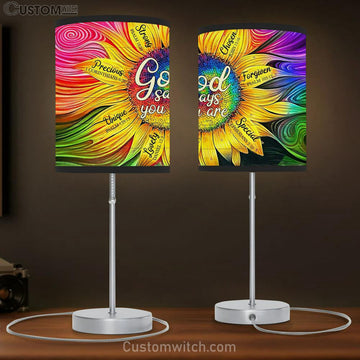 God Says You Are Sunflower Table Lamp Prints - Christian Wall Table Lamp - Scripture Table Lamp Prints