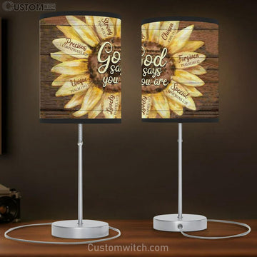 God Says You Are Sunflower Table Lamp Gift - Christian Bedroom Decor