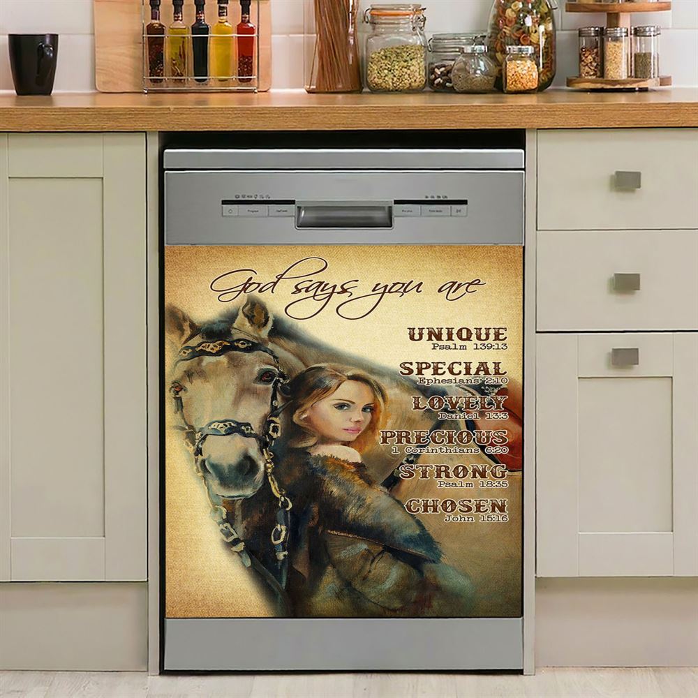 God Says You Are Sunflower Hummingbird Dishwasher Cover, Christian Dishwasher Stickers, Bible Verse Kitchen Decor