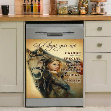 God Says You Are Sunflower Hummingbird Dishwasher Cover, Christian Dishwasher Stickers, Bible Verse Kitchen Decor