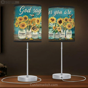 God Says You Are Sunflower Jar Hummingbird Table Lamp Prints - Religious Table Lamp Art - Christian Home Decor