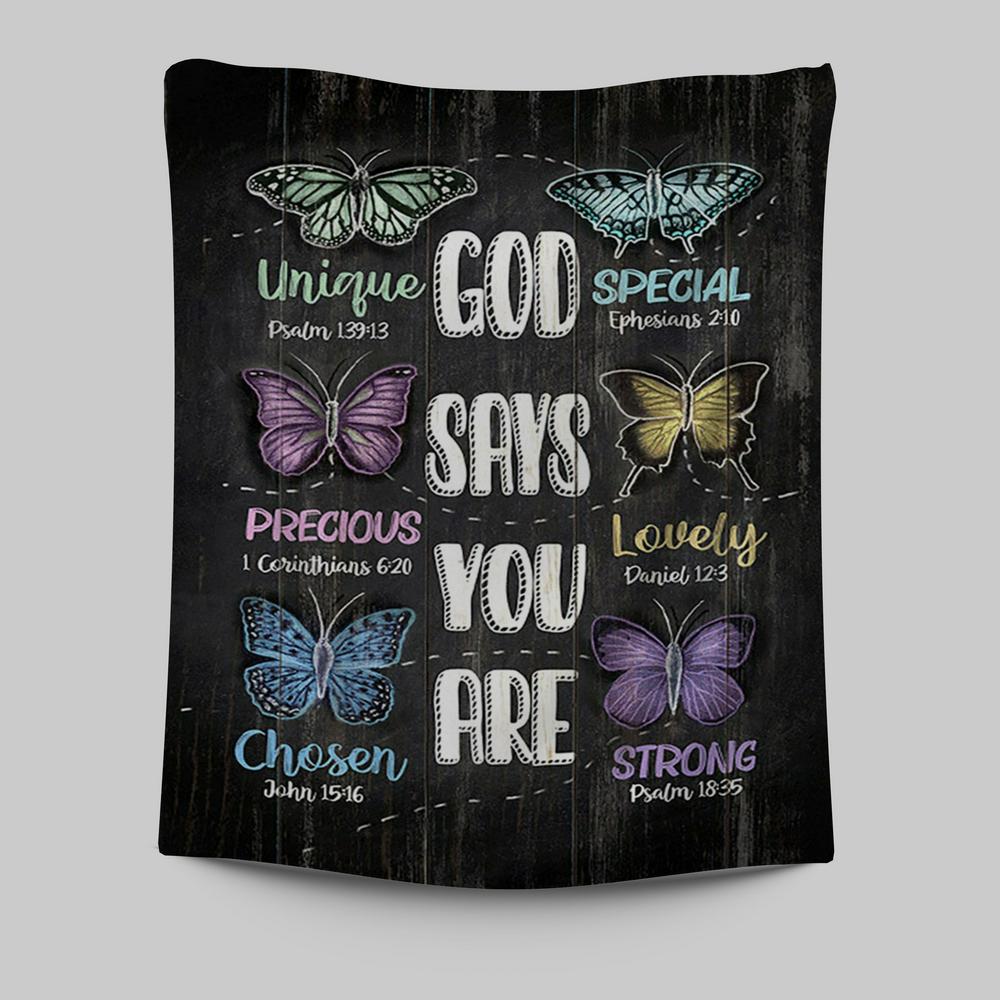 God Says You Are Tapestry Wall Art - Bible Verse Tapestry Art - Inspirational Art -  Christian Indoor Wall Tapestries