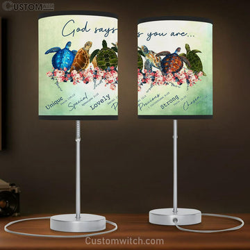 God Says You Are Turtles Large Table Lamp Art - Christian Lamp Gift Home Decor - Religious Table Lamp Prints