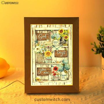 God Says You Are Unique Hummingbird Red Poppy Frame Lamp Art - Bible Verse Art - Christian Inspirational Decor