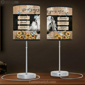 God Says You Are White Horse Sunflower Table Lamp Prints - Religious Table Lamp Art - Christian Home Decor